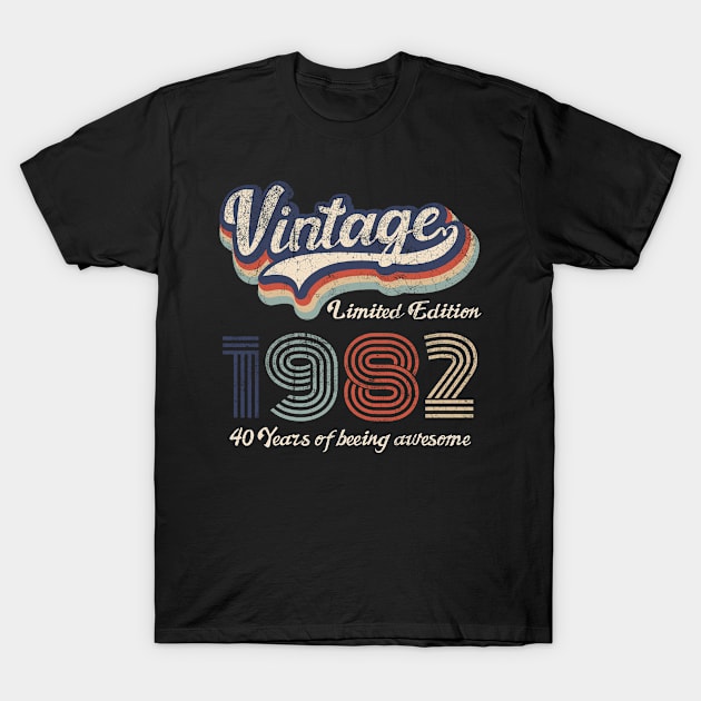 1982 Vintage Birthday Gift Tee Retro Style T-Shirt by FNO